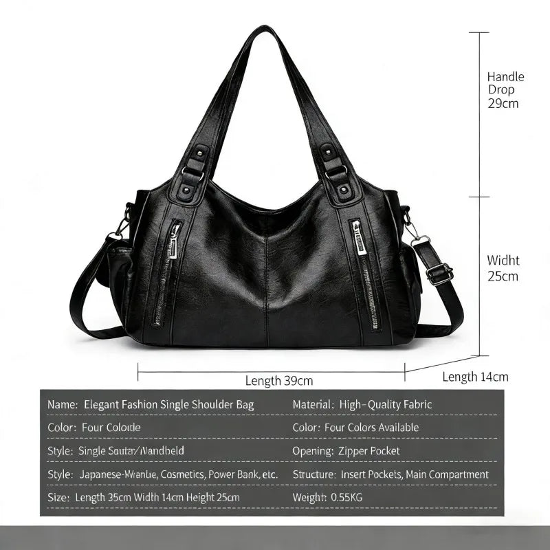 HOMEFISH Soft Interior Compartment Shoulder Bags High Quality Contrasting Colors Bags for Women Fashion Zipper Pu Handbags