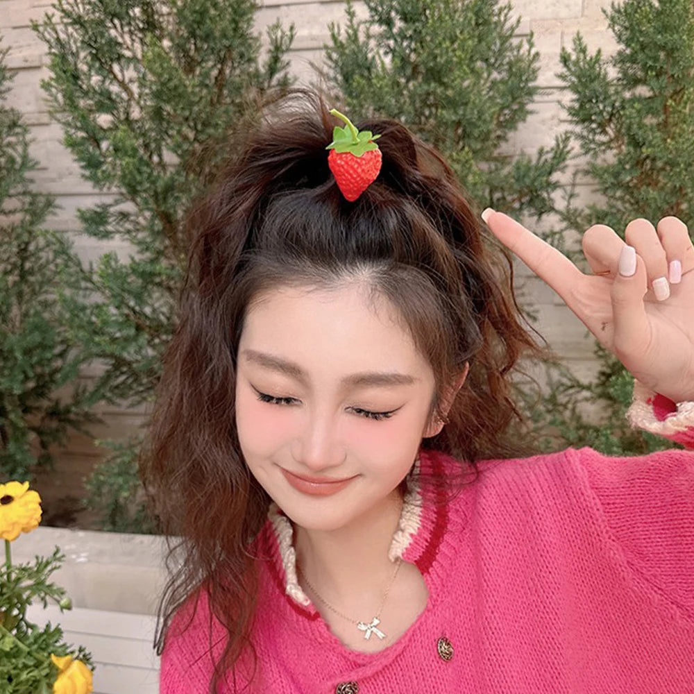 INS Cute Sweet Simulation Fruit Hair Clip Women Vivid Orange Cherry Peach Shaped Side Bangs Clip Hairpins Headdress Ornaments