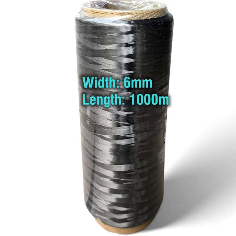 Cinta de hilo de filamento continuo de fibra de carbono 12K T700 de 6 mm de ancho, bobina completa, no distorsionada