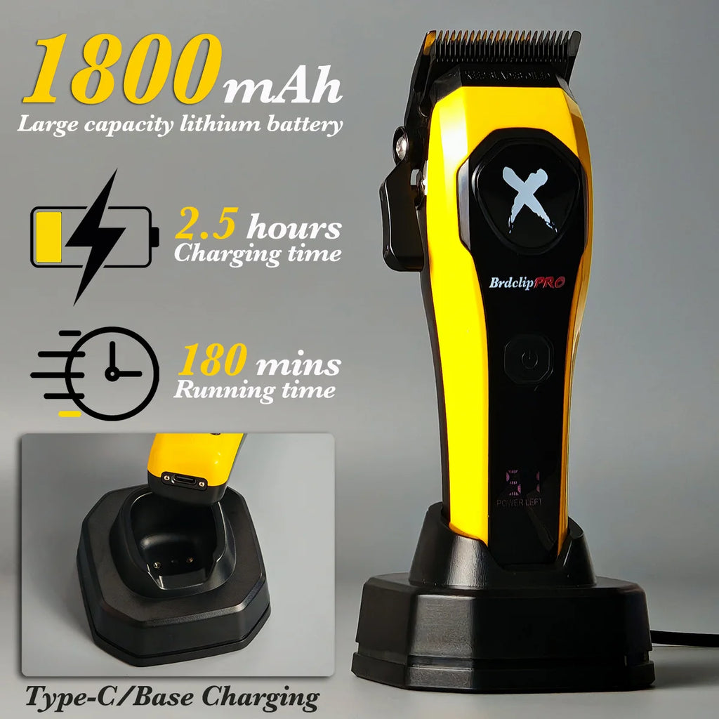Professional Electric Hair Clipper Hair Trimmer BRD 619 High Speed Motor 7500RPM DLC Fade Blade with Base Barber Machine BRDCLIP