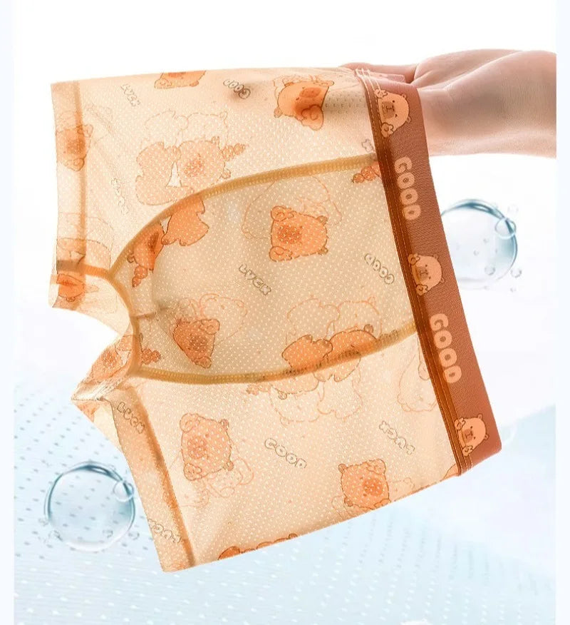 4PCS Summer Kid Mesh Breathable Panties for Boy Soft Comfort Antibacterial Knickers 3+y Young Child Cute Cartoon Print Underwear