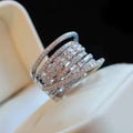 Huitan Fancy Brilliant Irregular Multilayered Wide Rings for Women Luxury Noble Finger Accessories Trendy Wedding Party Jewelry