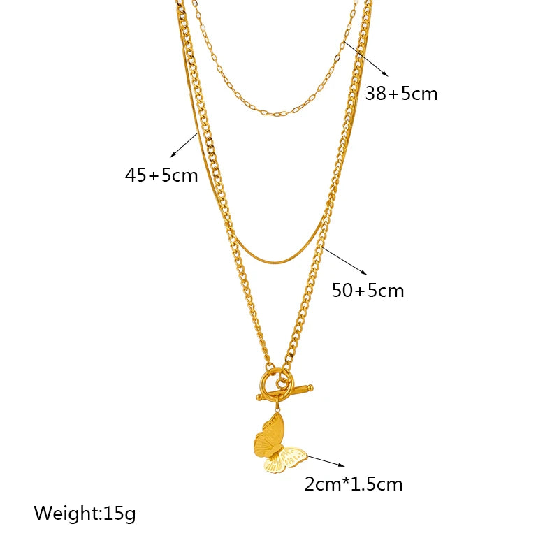 DIEYURO 316L Stainless Steel Pearl Heart Butterfly Green Stone Pendant Necklace For Women Vintage Girls Chain Jewelry Gifts