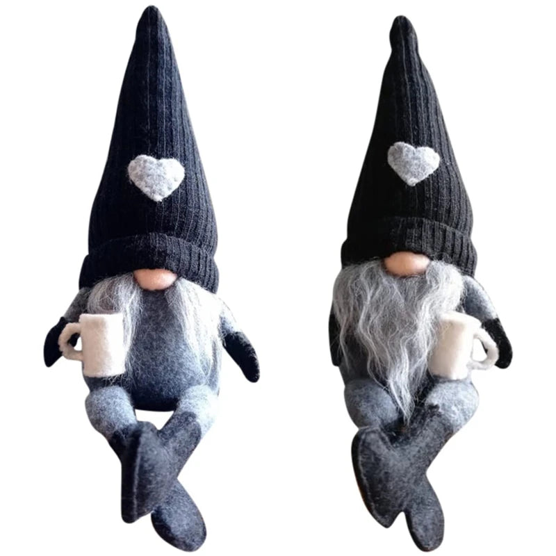 2/1PC Coffee Gnome Dolls Plush Knitted Faceless Doll Elf Dwarf Christmas Farmhouse Kitchen Coffee Bar Decorations Lover Gifts