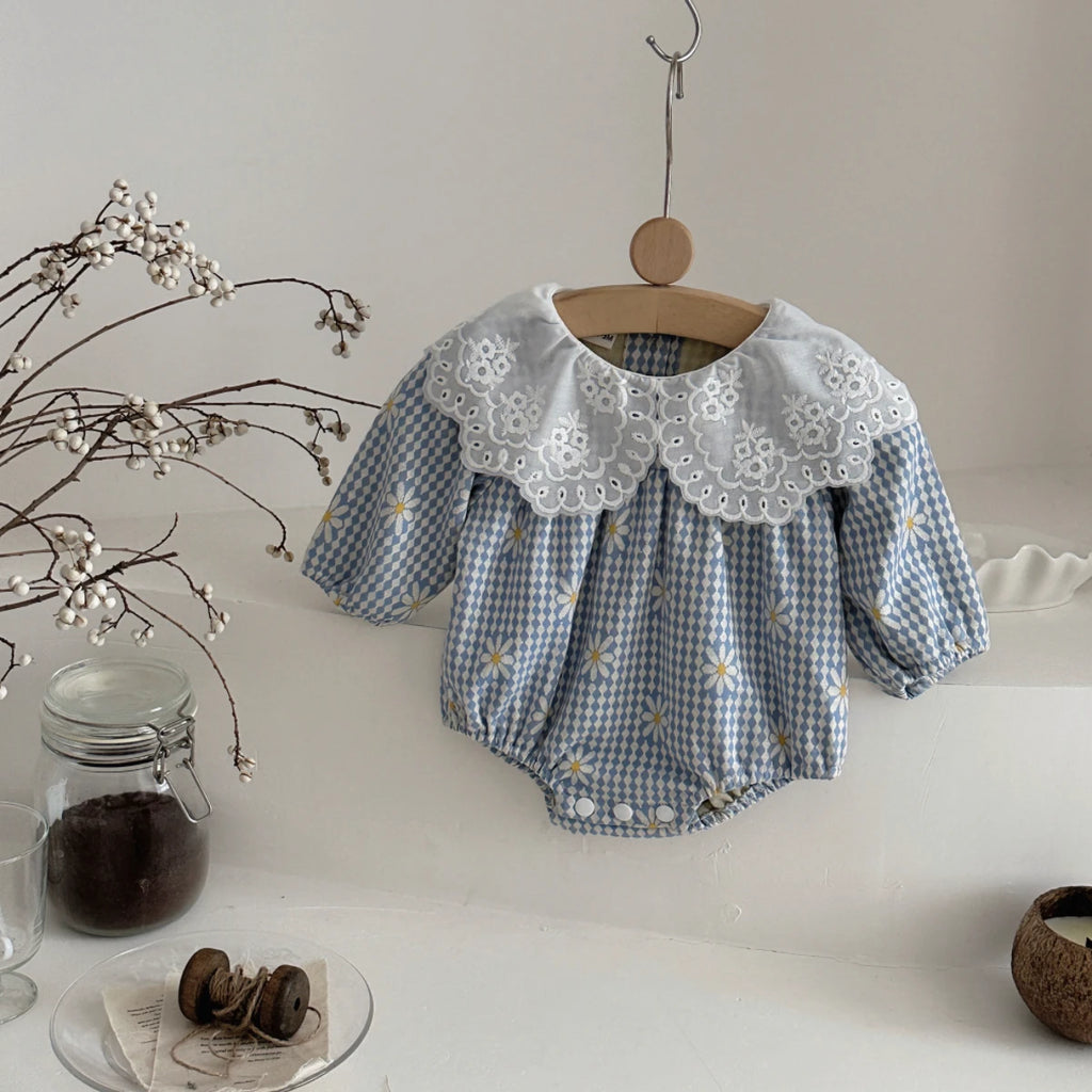 New Autumn Baby Clothing Boys Girls Cotton Long Sleeve  Daisy Printed Doll Neck Bodysuit 0-18M Newborn Casual Romper Spring