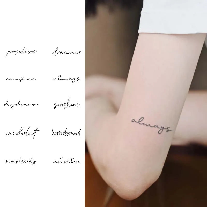 Simple Poem Waterproof Temporary Tattoo for Arm and Wrist, Long-Lasting, Realistic Fake Tattoo for Men and Women