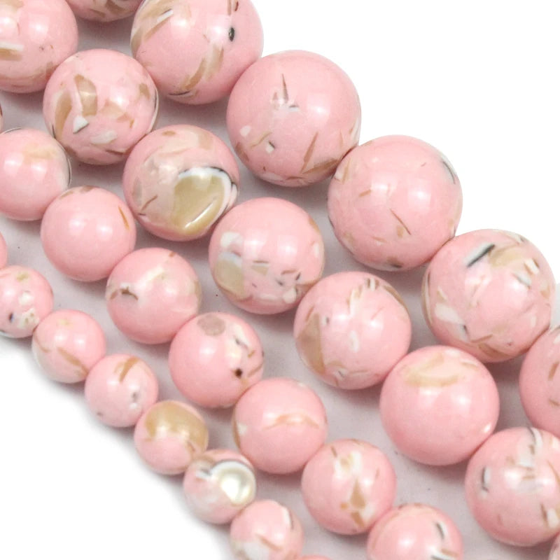 Natural Light Pink Howlite Turquoises Stone Beads For Jewelry Making6/8/10/12mm Round Loose Spacer Beads fit Diy Bracelet Neckla