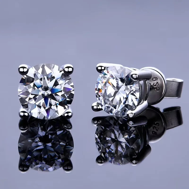 Lnngy 0.3-2CT Moissanite Stud Earrings For Women Girl 925 Certified Silver Earring Exquisite Wedding Jewelry Piercing Pendientes