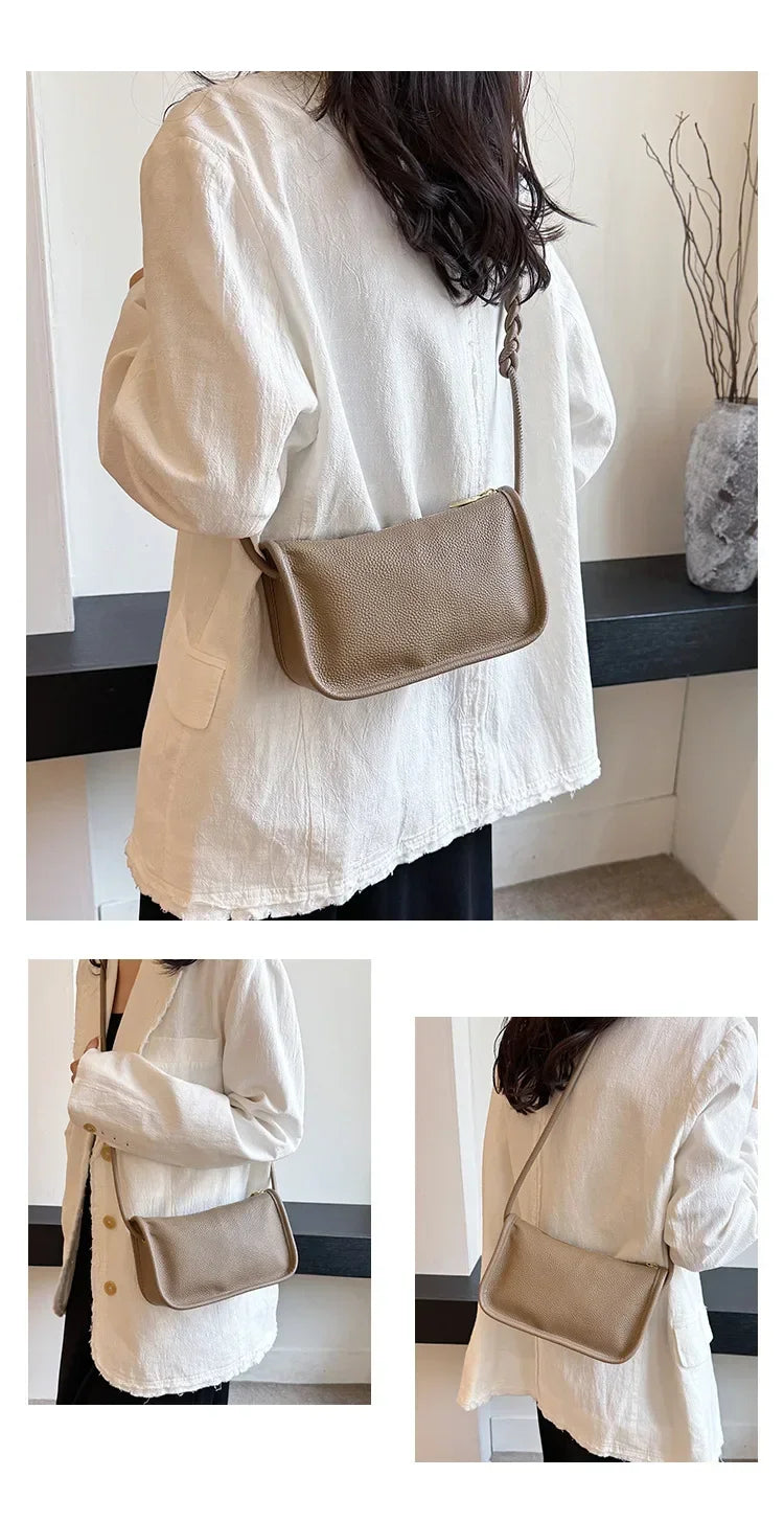 100%Real Cowhide Genuine Leather Fashion Women Crossbody Bag For Ladies New High Capacity Shoulder Bag Handbag Female Purse 2025