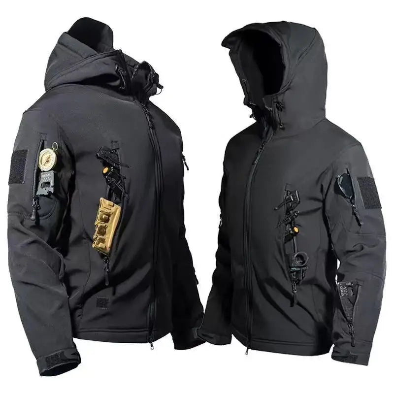 Men Autumn Winter Tactical Military Tracksuit Set Softshell Jackets Casual Fleece Cargo Pants Hiking Camping Climbing Trousers