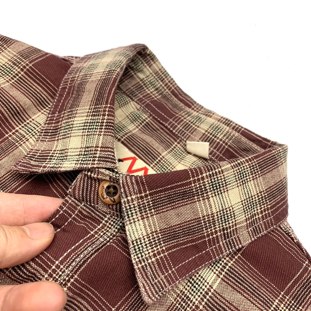 2025 Autumn New Japanese Retro Long-Sleeve Turn-down Collar Plaid Shirt Men's Fashion 100% Cotton Washed Loose Casual Blouses