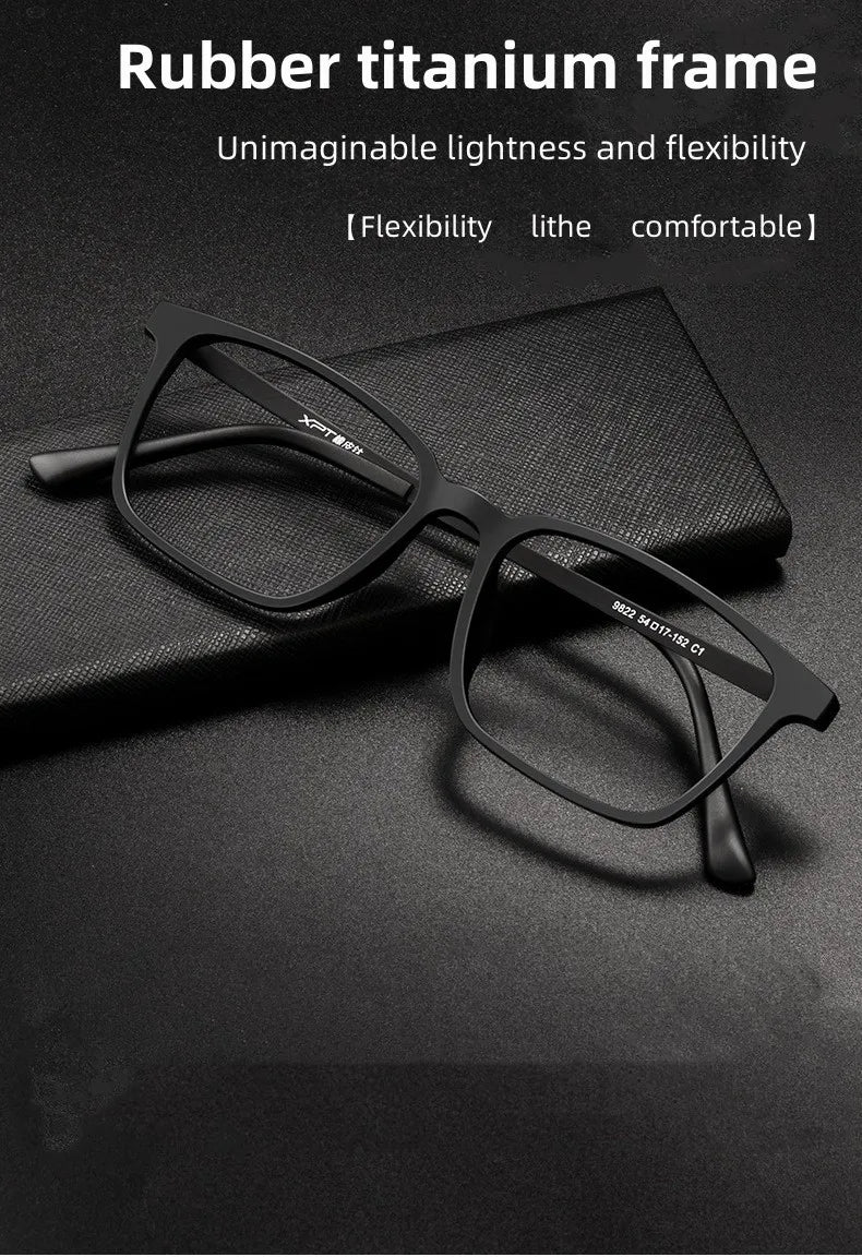 FIRADA Fashion Eyewear Retro Square Titanium TR90 Large Size Eyeglasses Optical Prescription Glasses Frame For Men Women 9822