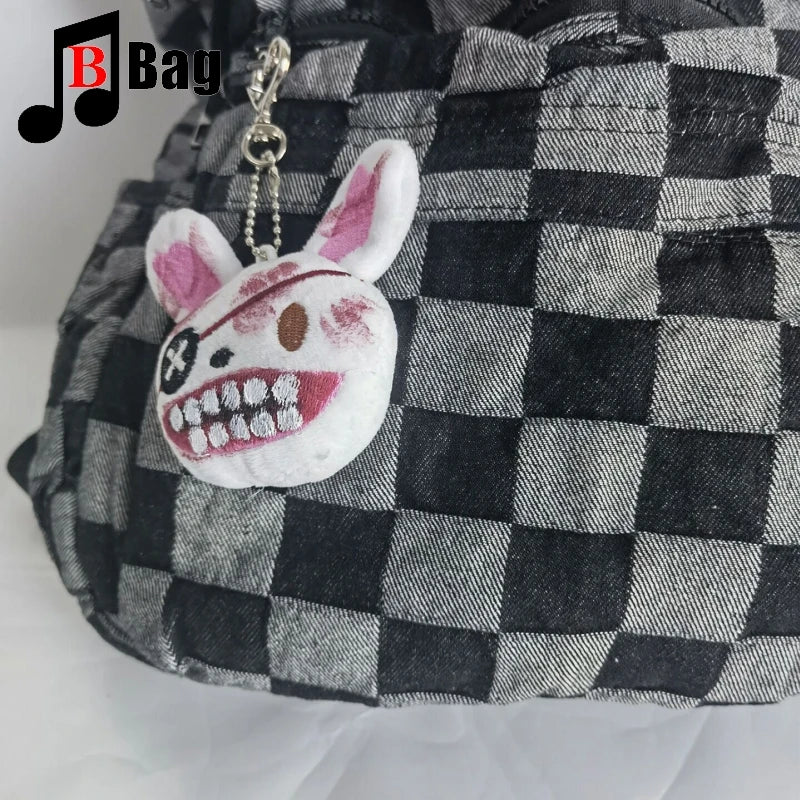 Harajuku Women Girl Cute Little skull Lattice Shoulder Bags Backpack Students Large Capacity Backpacks book bag Computer Handbag