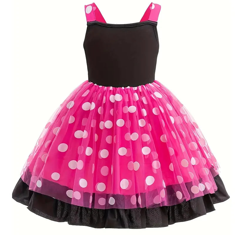 2PCS Baby Outfit Set Girls Polka Dot Princess Dress+Headband For Kids Minni Gown Birthday Christmas Carnival Toddler Clothes