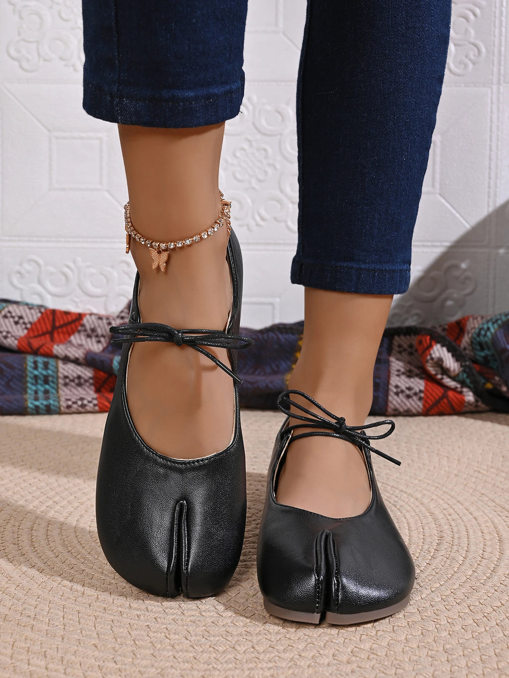 Fashion Soft Leather Split Toe Women Tabi Ballet Flats Spring Autumn Comfortable Walking Lazy Loafers Casual Girls Dance Shoes