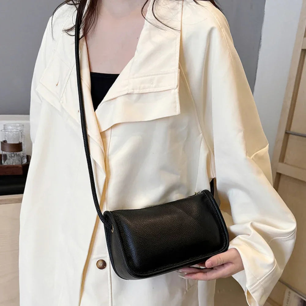 100%Real Cowhide Genuine Leather Fashion Women Crossbody Bag For Ladies New High Capacity Shoulder Bag Handbag Female Purse 2025