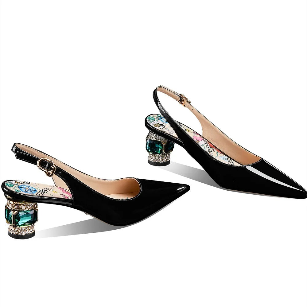 【JOCHEBED HU】2025 Newest Spring Summer Shoes Woman Sexy Brand Genuine Leather Shallow Pumps Pointed-Toes Strange Style  33-46