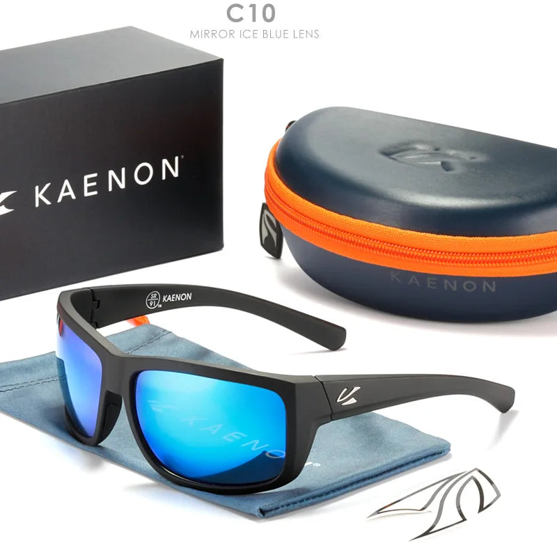 KAENON New Polarized Men's Fishing Driving Sunglasses Outdoor Sports HD Colorful TR90 Outdoor Cycling Sun Glasses Original Box