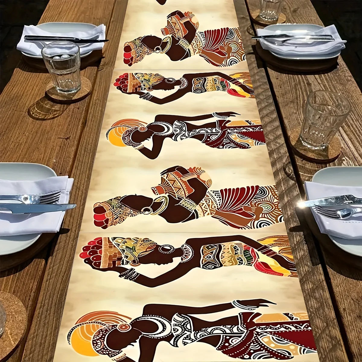 1 Piece African Decorative Table Runner, Perfect for Daily Decoration, Farmhouse Style, Autumn and Winter Theme, Holiday Party Decoration - Rectangular Woven Table Runner