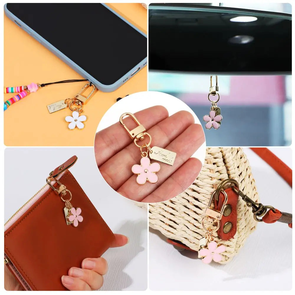 Metal Decoration Charm Keychains Bag Charm Keyring Pendant for Purse Flower Key Chain
