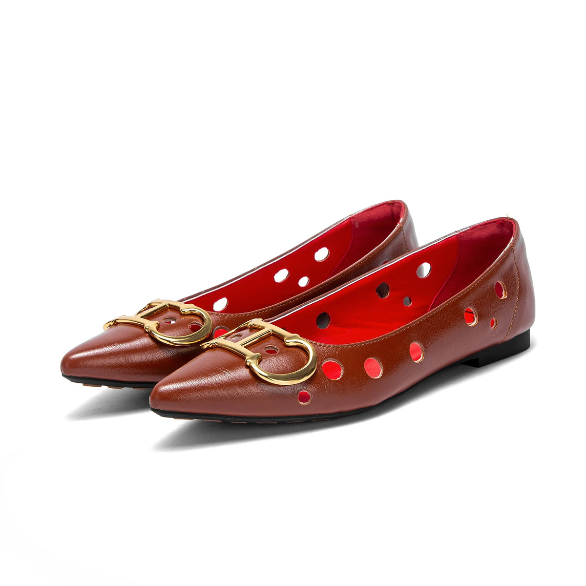 CHCH Damen Ballerinas 2025 Neuheiten, spitze Damenschuhe mit Lochdesign, einfach, rutschfest