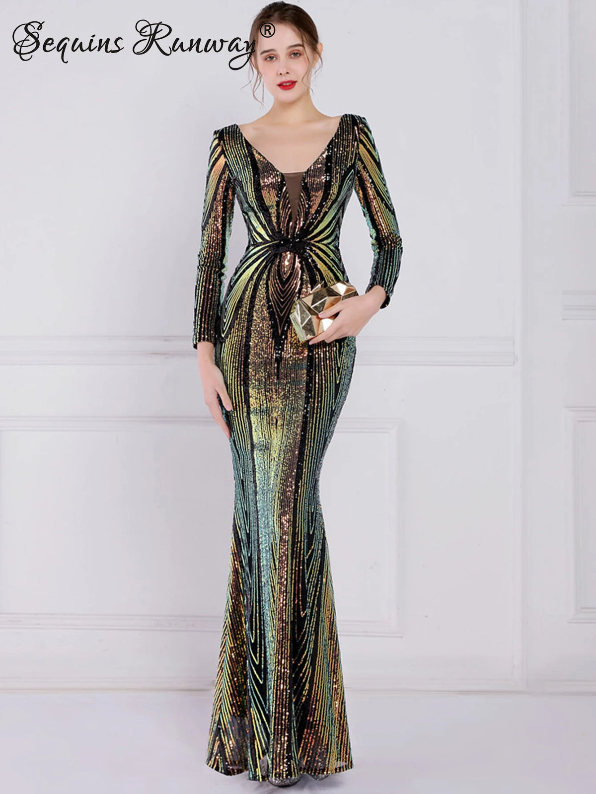 Sexy long sleeve birthday evening dresses for women 2026 elegant luxury wedding party dress vintage maxi sequin dress vestidos