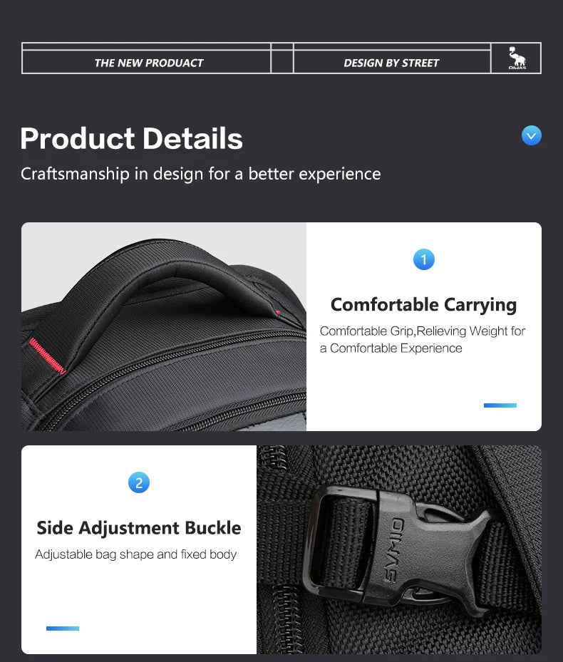 OIWAS Men's backpack For 15.6 Laptop Inch School Bags  Waterproof Nylon 29L Casual Shoulder Bagpack Travel Teenage Mochila