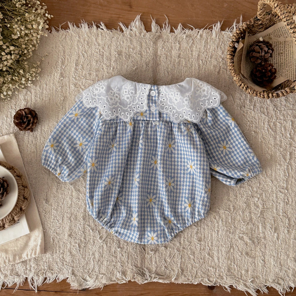 New Autumn Baby Clothing Boys Girls Cotton Long Sleeve  Daisy Printed Doll Neck Bodysuit 0-18M Newborn Casual Romper Spring
