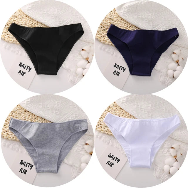 3PCS/Set Cotton Underwear Women M-2XL Comfortable Panties Ladies Plus Size Underpants Solid Color Briefs Female Lingerie
