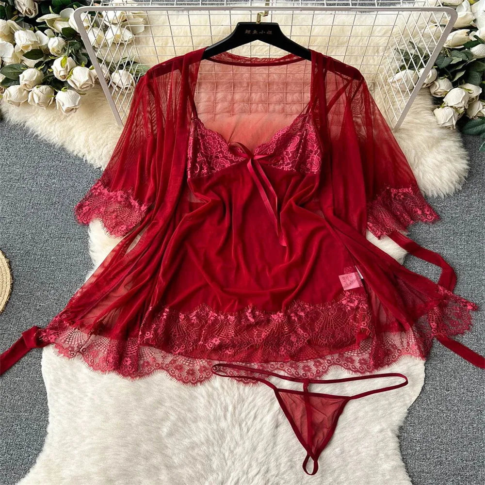 Sexy Cute Sweet Lace Backless Jumpsuit Women Slim Fit Bodysuit Girl Strap Bow knot Cosplay Hot Sweet Bow Ribbon Lingerie Dress