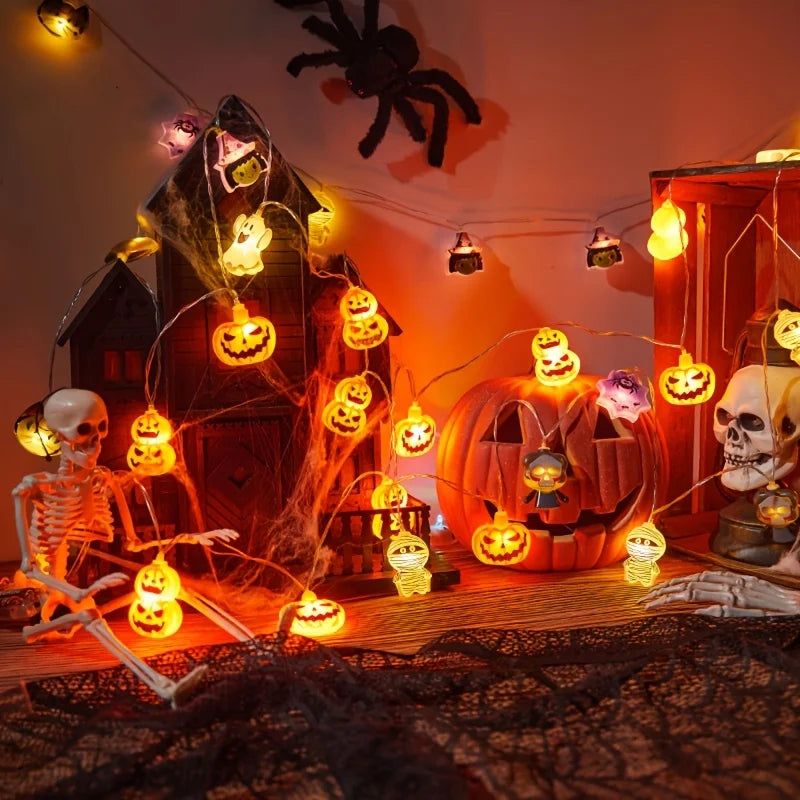 Halloween LED  Lights Horror Pumpkin Ghost Mummy Witch Spider Lamp Indoor Home Window Party Atmosphere Decorations