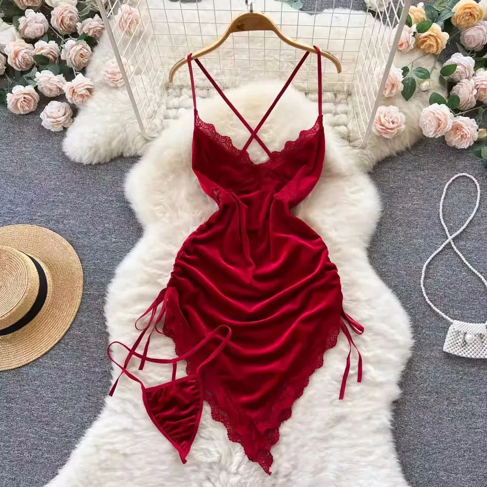 Sexy Cute Sweet Lace Backless Jumpsuit Women Slim Fit Bodysuit Girl Strap Bow knot Cosplay Hot Sweet Bow Ribbon Lingerie Dress