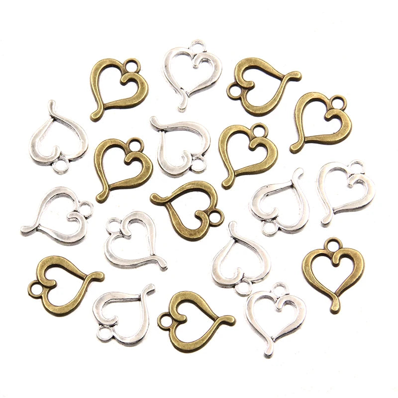 30PCS 14X18mm 2 Farben 2023 Neues Produkt Großhandel Metalllegierung Hohlherz Anhänger für Schmuckherstellung DIY Handgemachtes Handwerk