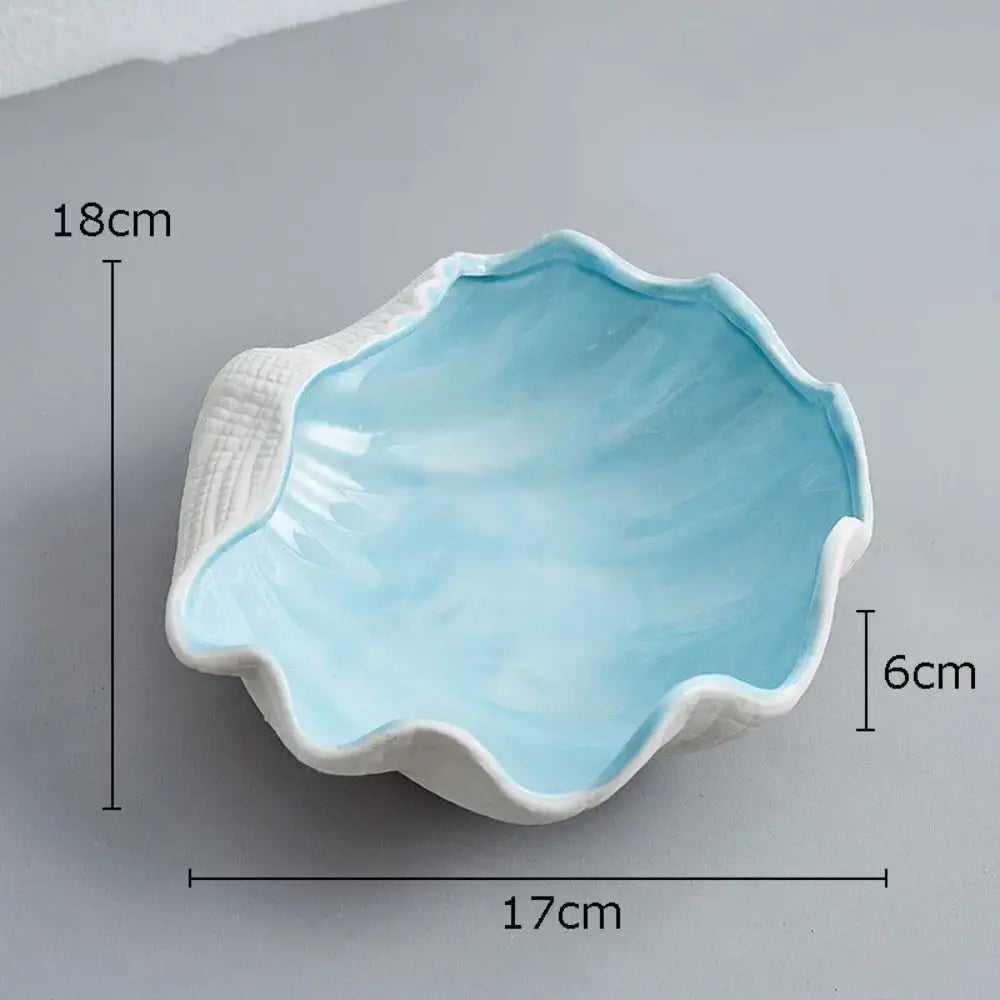 1 Pc Ceramic Starfish Shell Storage Tray Jewelry Display Tray Conch Storage Plate Earrings Ring Box Crafts Decoration