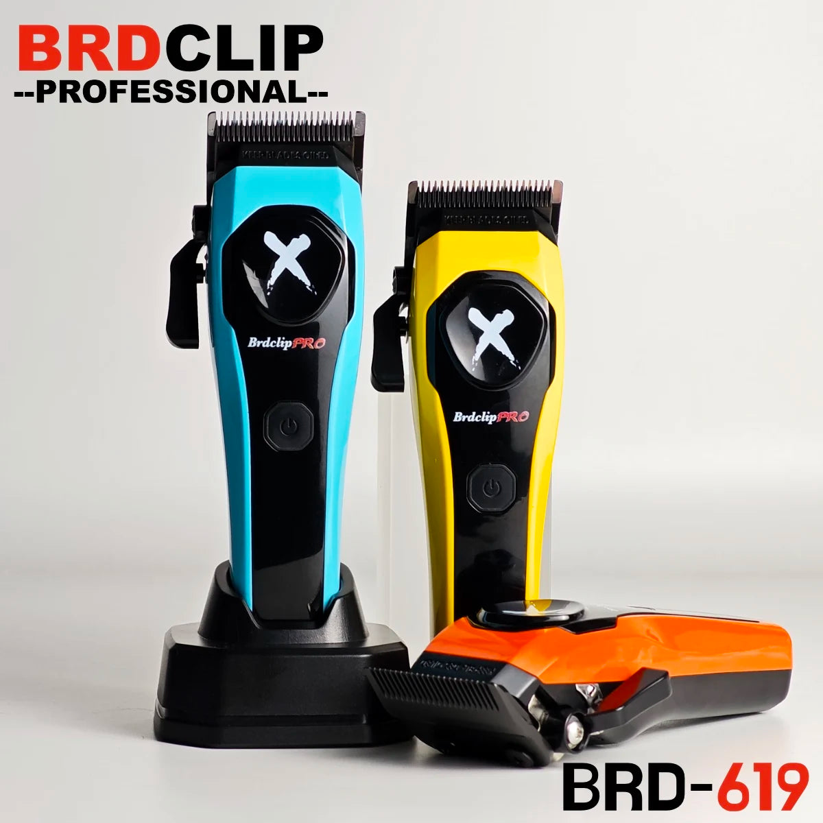 Professional Electric Hair Clipper Hair Trimmer BRD 619 High Speed Motor 7500RPM DLC Fade Blade with Base Barber Machine BRDCLIP