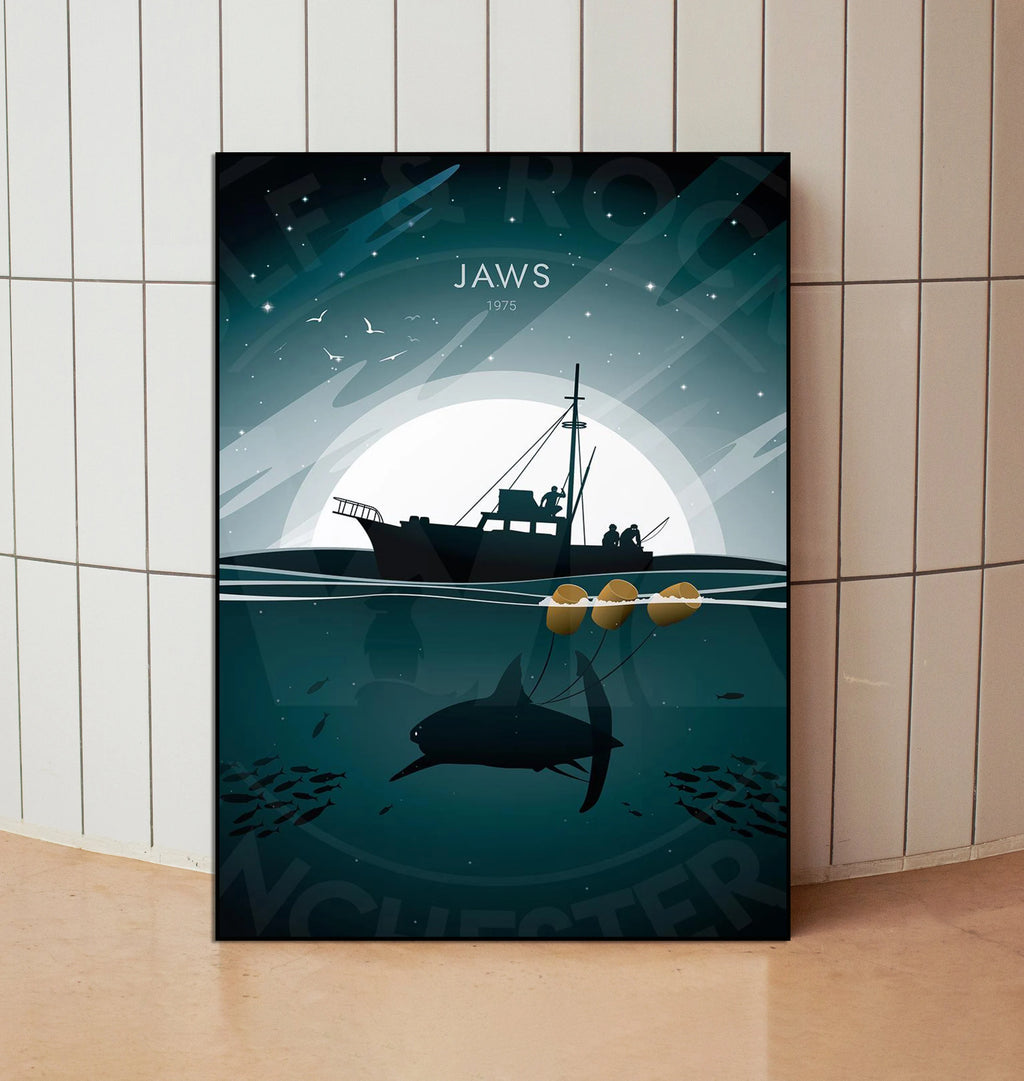 Klassischer Film JAWS Serien Poster Leinwandbilder Zuhause für Wohnzimmer und Schlafzimmer Wand Moderne Deko Rahmenlose Malerei