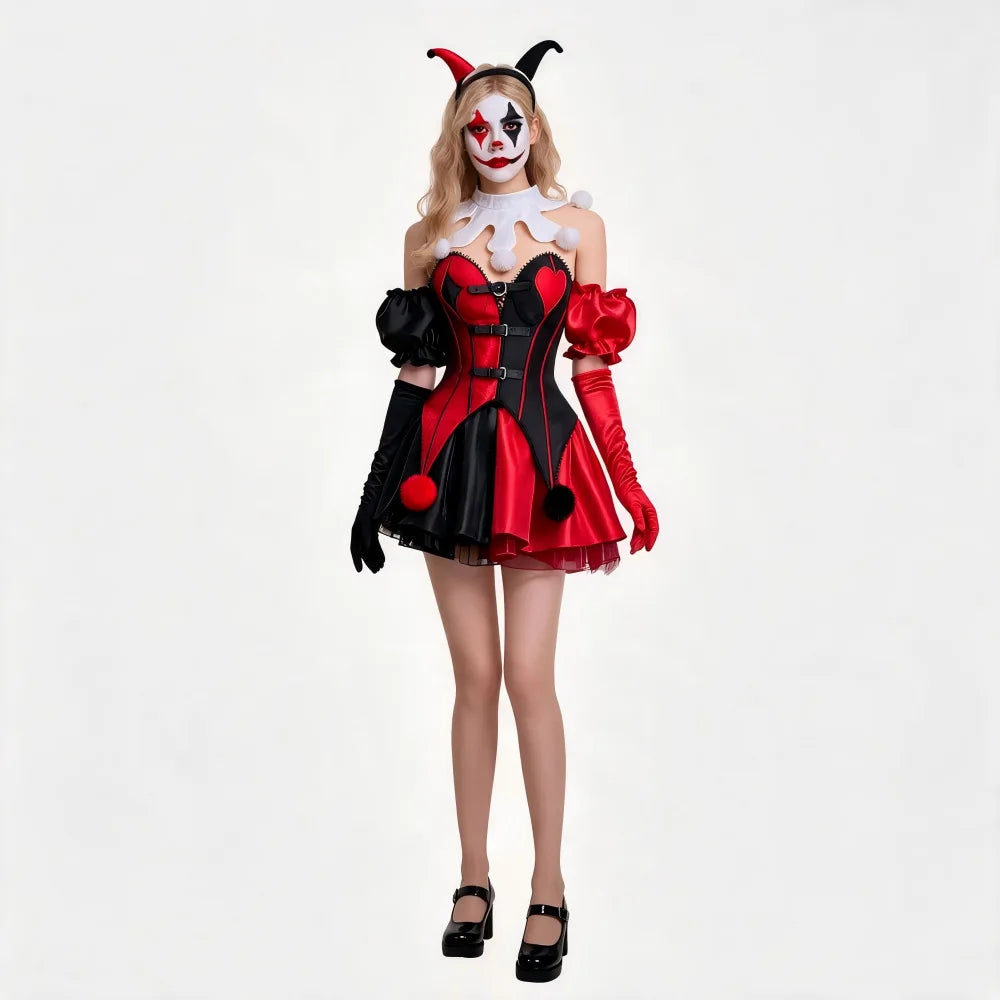 Halloween Cosplay Clown Skirt Hairband Clothing Women Party Disguise Roleplay Female Halloween Costume Carnival Outfits Suits