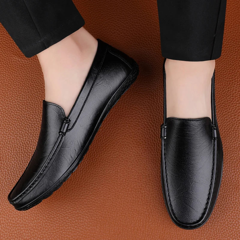 Comfort Genuine Leather Men Loafers All-match Lazy Shoes Breathable Moccasins Fashion Men Casual Shoes Slip-on Men Walking Shoes