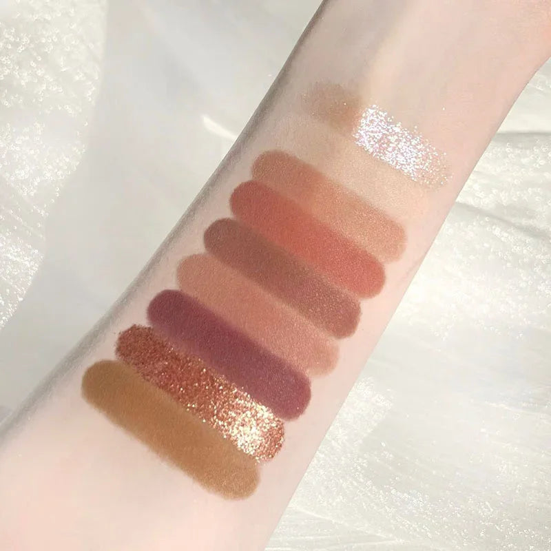 9Colors Glitter Eyeshadow Palette Smoke Purple Lace Shimmer Pearlescent Matte Acrylic Eye Shadows Palette Waterproof Eye Make Up