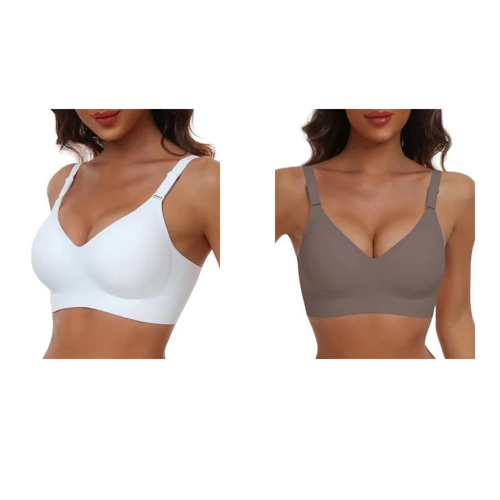 Women's Seamless Underwear 3/4 Cup and Thin Molded Cup Bra Wire-free Shaping Underwear Comfortable and Breathable Push Up