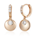 Kinel Fashion Simple Glossy Round Coin Dangle Earrings Women 585 Rose Gold Color With Natural Zircon Party Daily Fine Jewelry
