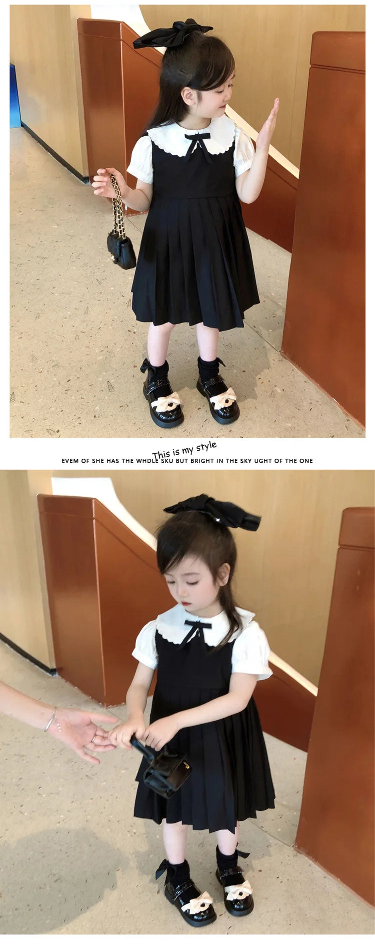 Girls Pleated Dress Kids Japanese Korean Preppy Style Princess Doll Collar Dresses Baby Dress Primary School Uniforms