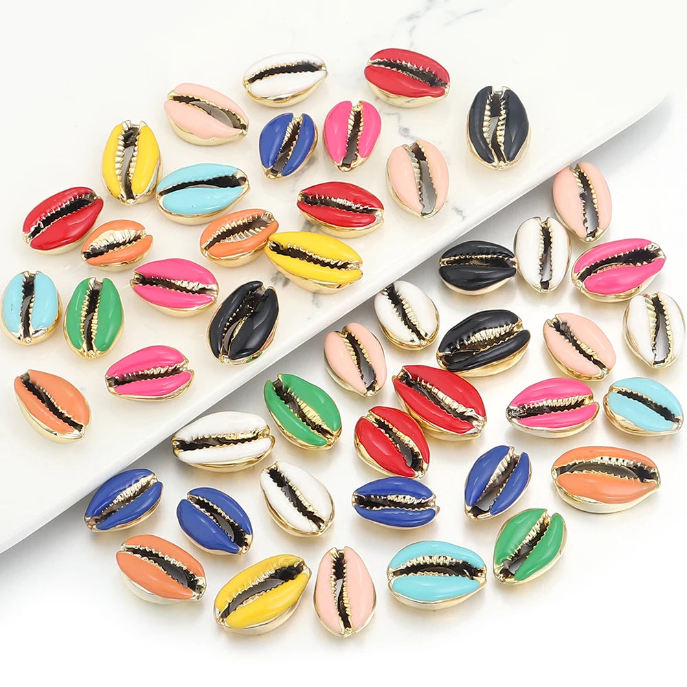 10pcs/lot 13-20mm Electroplated Colored Shell Shaped Beads For Jewelry Making Charm Pendant DIY Fashion Necklace Earrings Gifts