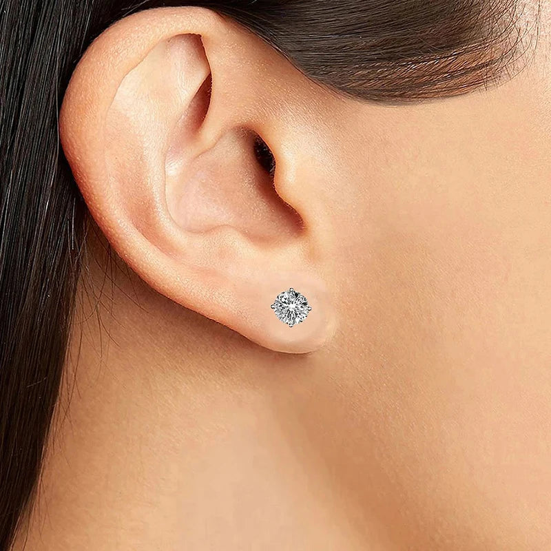 Lnngy 0.3-2CT Moissanite Stud Earrings For Women Girl 925 Certified Silver Earring Exquisite Wedding Jewelry Piercing Pendientes
