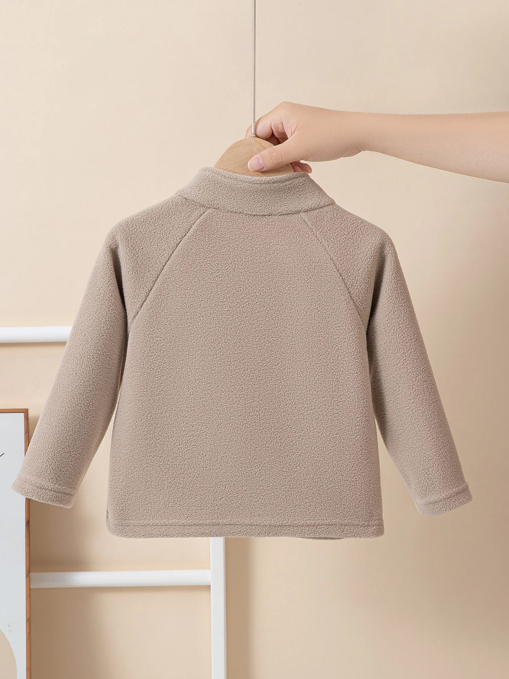 Girls Boys Autumn Winter New Hoodie Warm Leisure Tops Zipper Pullover Solid Color Long Sleeve Stand Collar Design  