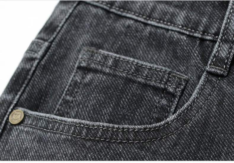 2025 New Autumn Men's Stretch Slim Jeans Straight Leg Casual Denim Trousers Male Business High Quality Classic Blue Gray Black