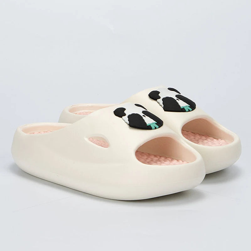 Thick Platform Panda Slippers for Women 2024 Summer Soft Sole Platform Sandals Woman Massage Non Slip Indoor Bathroom Slippers