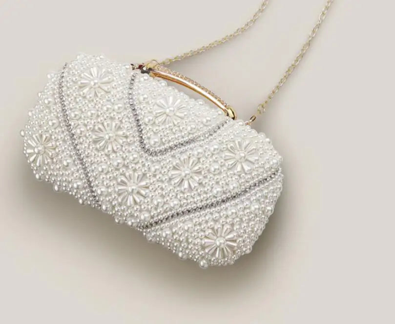 Pearl Clutch Bags Women Purse Ladies white Hand Bags Evening Bags for Party Wedding black Shoulder Bag Bolsa Feminina