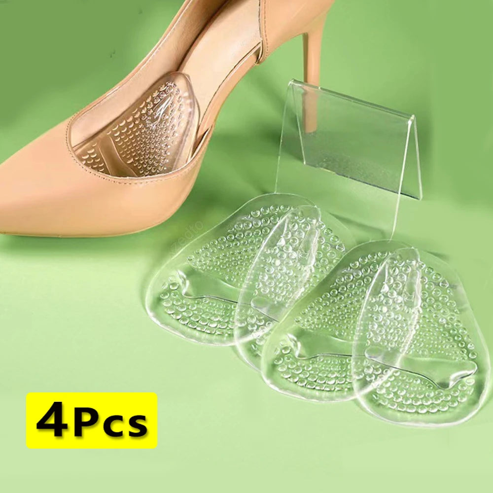 2Pairs Silicone Insoles for Shoes Insert High Heels Non-Slip Self-Adhesive Gel Metatarsal Foot Pads for Pain Relief Shoe Pads