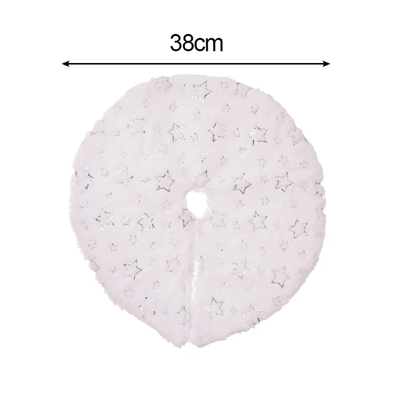 38/60cm Christmas Tree Skirt White Plush Xmas Tree Skirts Gold Silver Snowflake Plush Carpets Home New Year Party Decorations